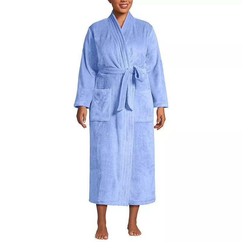 Plus Size Lands End Womens Cozy Plush Long Wrap Robe Product Image