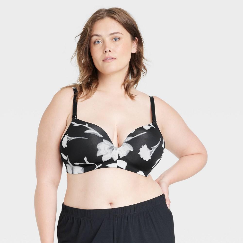 Womens Floral Print Wirefree Nursing Bra - Auden Black and White 34D Product Image