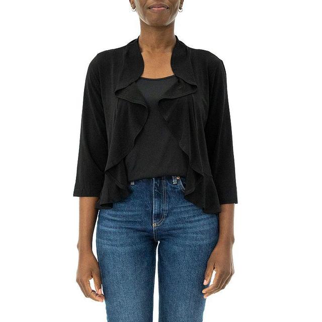 Womens Nina Leonard Ruffle Open-Front Cardigan Product Image