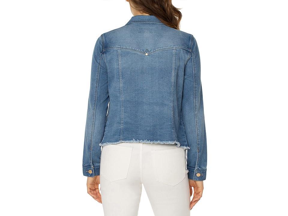 Liverpool Classic Jean Jacket with Fray Hem (Birch Bay) Women's Clothing Product Image