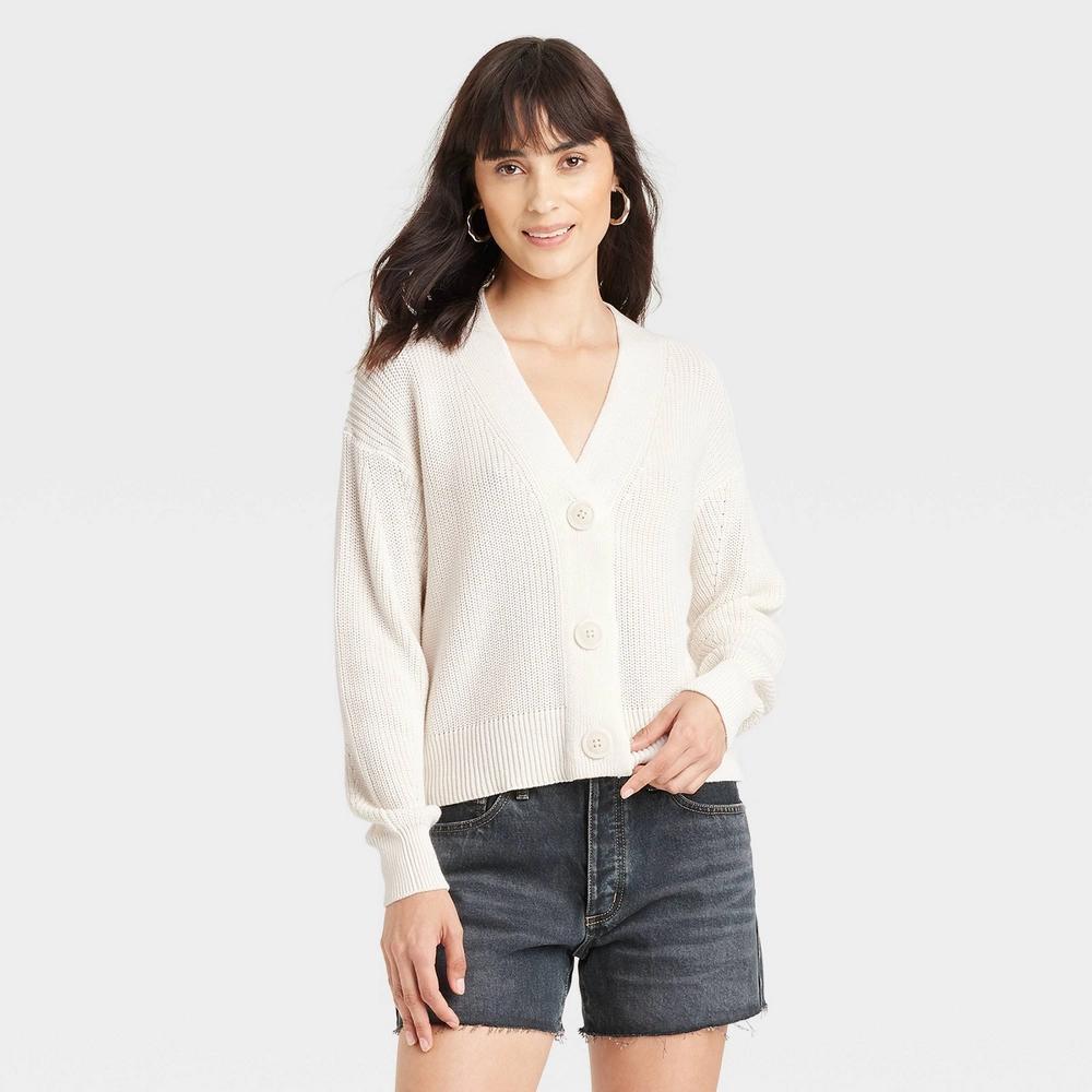 Womens Button-Up Cardigan - Universal Thread Cream M Product Image