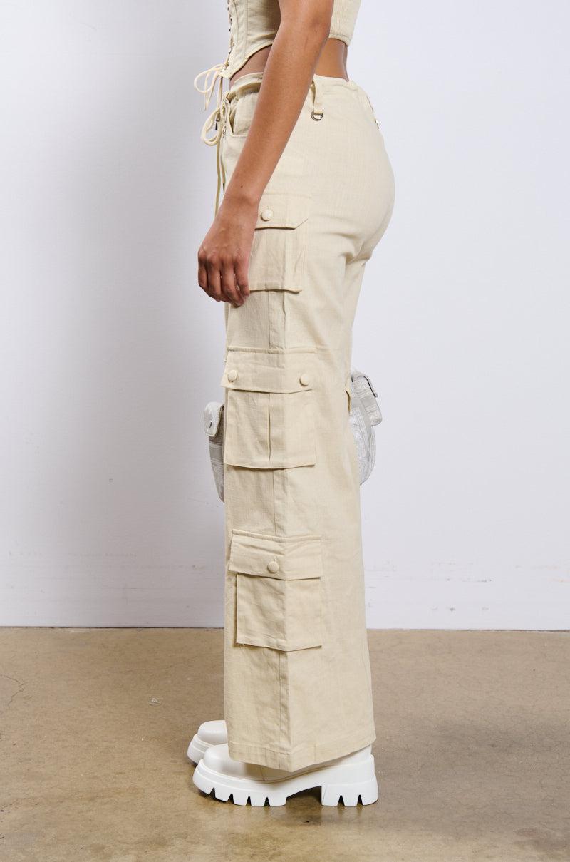 STRETCH LINEN CARGO PANT Product Image