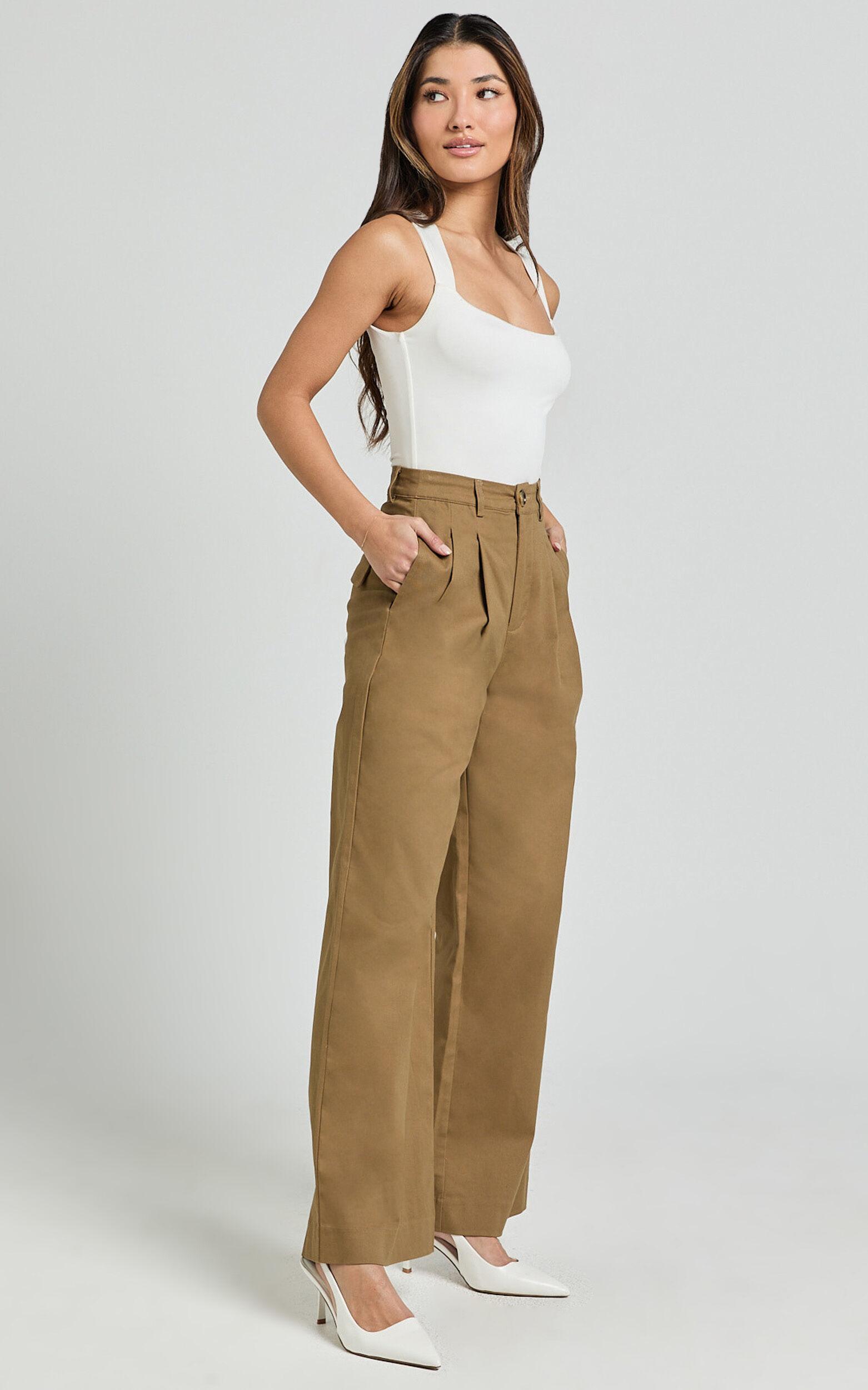 Audrey Pants - High Waist Tailored Twill Pants in Mushroom Product Image