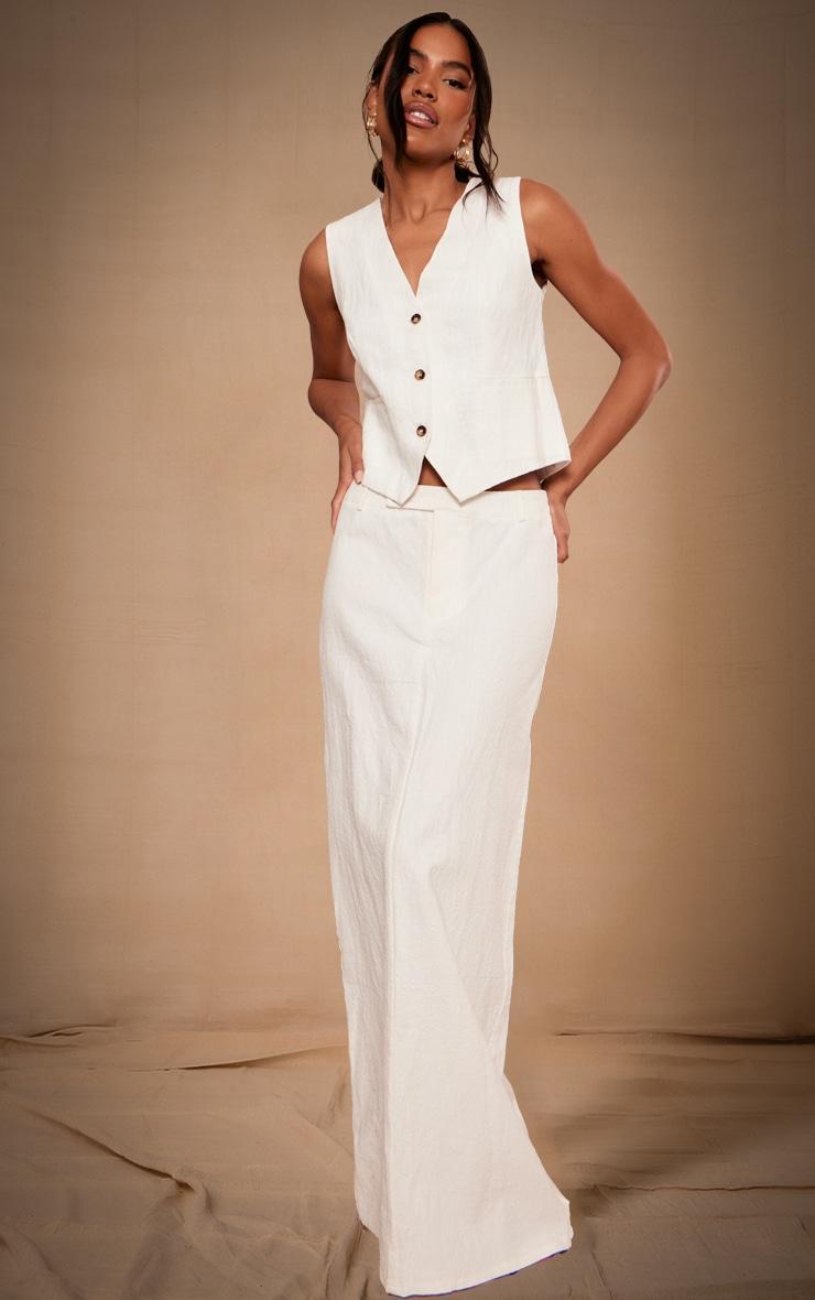 White Premium Linen Look Tailored Vest Product Image