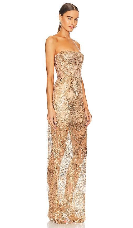 Bronx and Banco Giselle Maxi Dress in Gold - Metallic Gold. Size M (also in XS, S, L, XL). Product Image