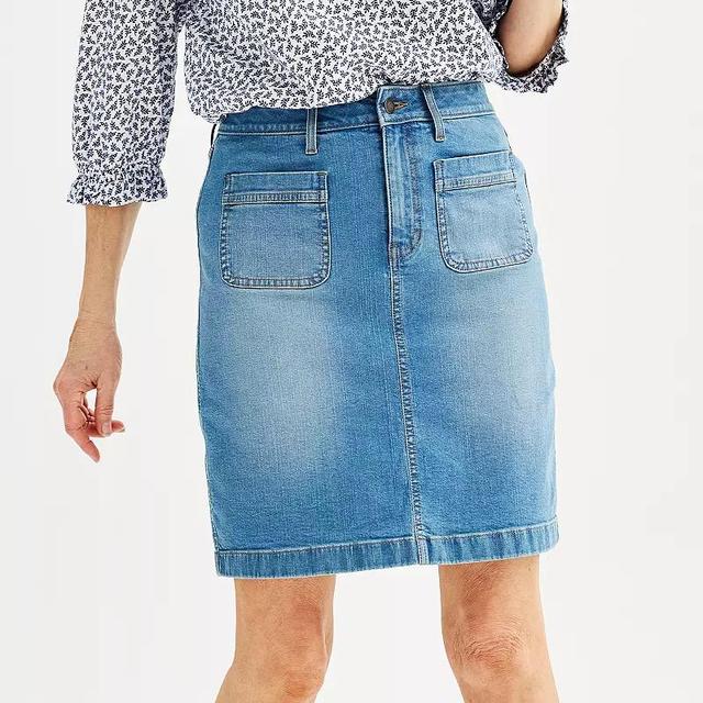 Womens Croft & Barrow Polished Denim Skirt Medium Blue Product Image