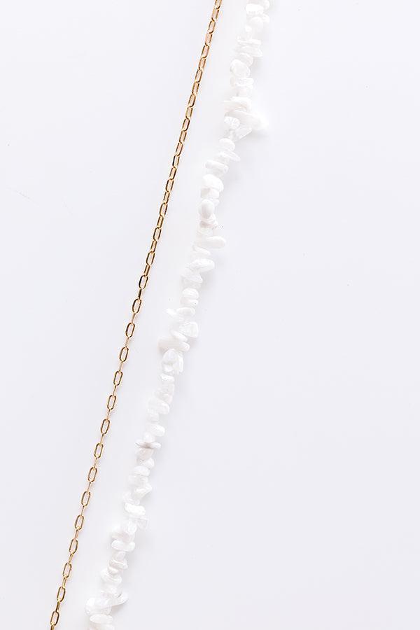 Seaside Bliss Semi Precious Layered Necklace in White Product Image