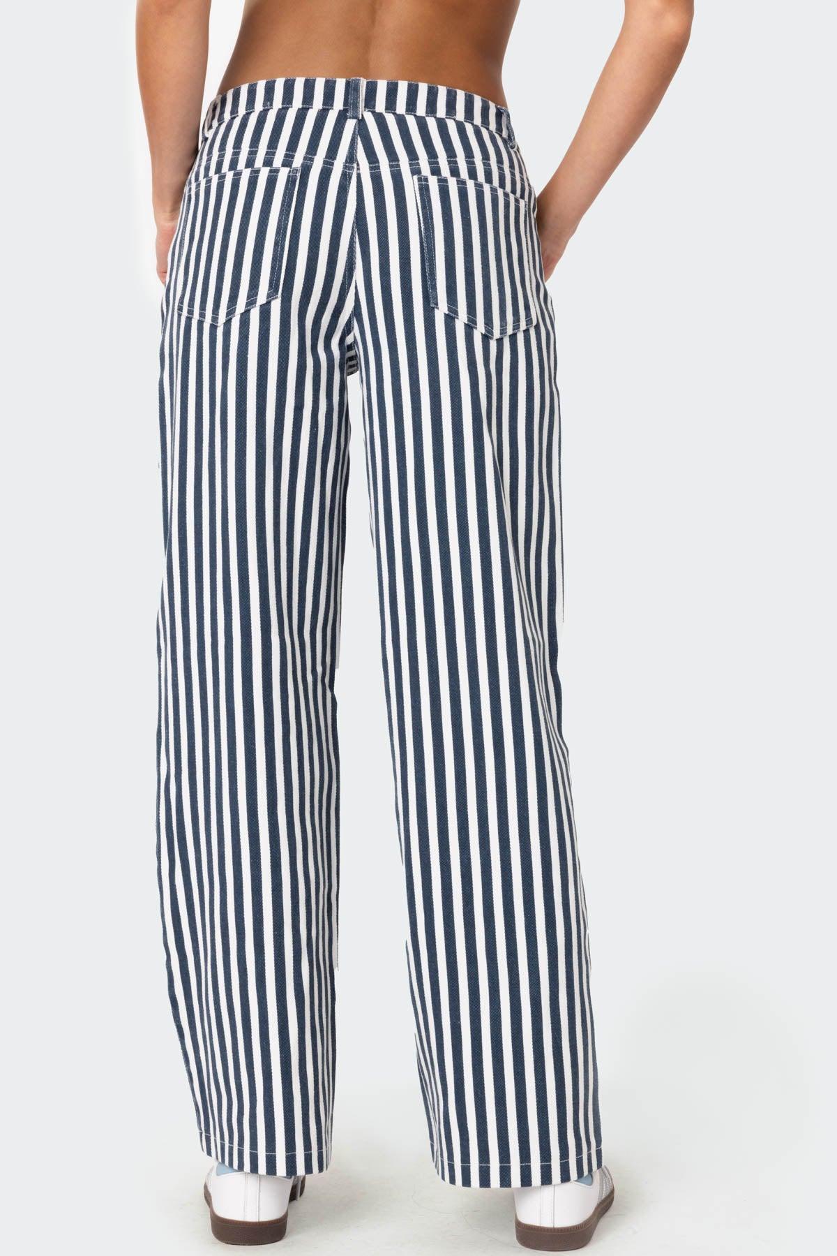 Striped Low Rise Jeans Product Image