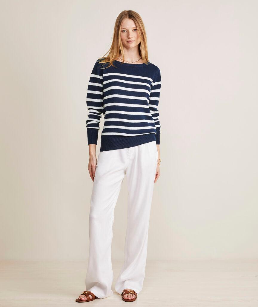 Linen Cashmere Striped Boatneck Sweater Product Image