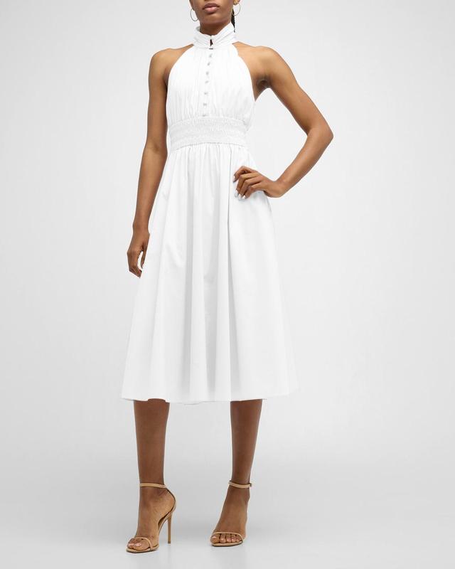 Veronica Beard Kinny Smocked Cotton Blend Midi Dress Product Image