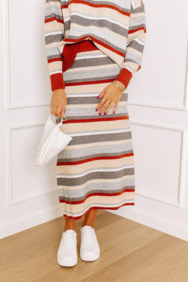 Mulled Wine Stripe Sweater Skirt Product Image