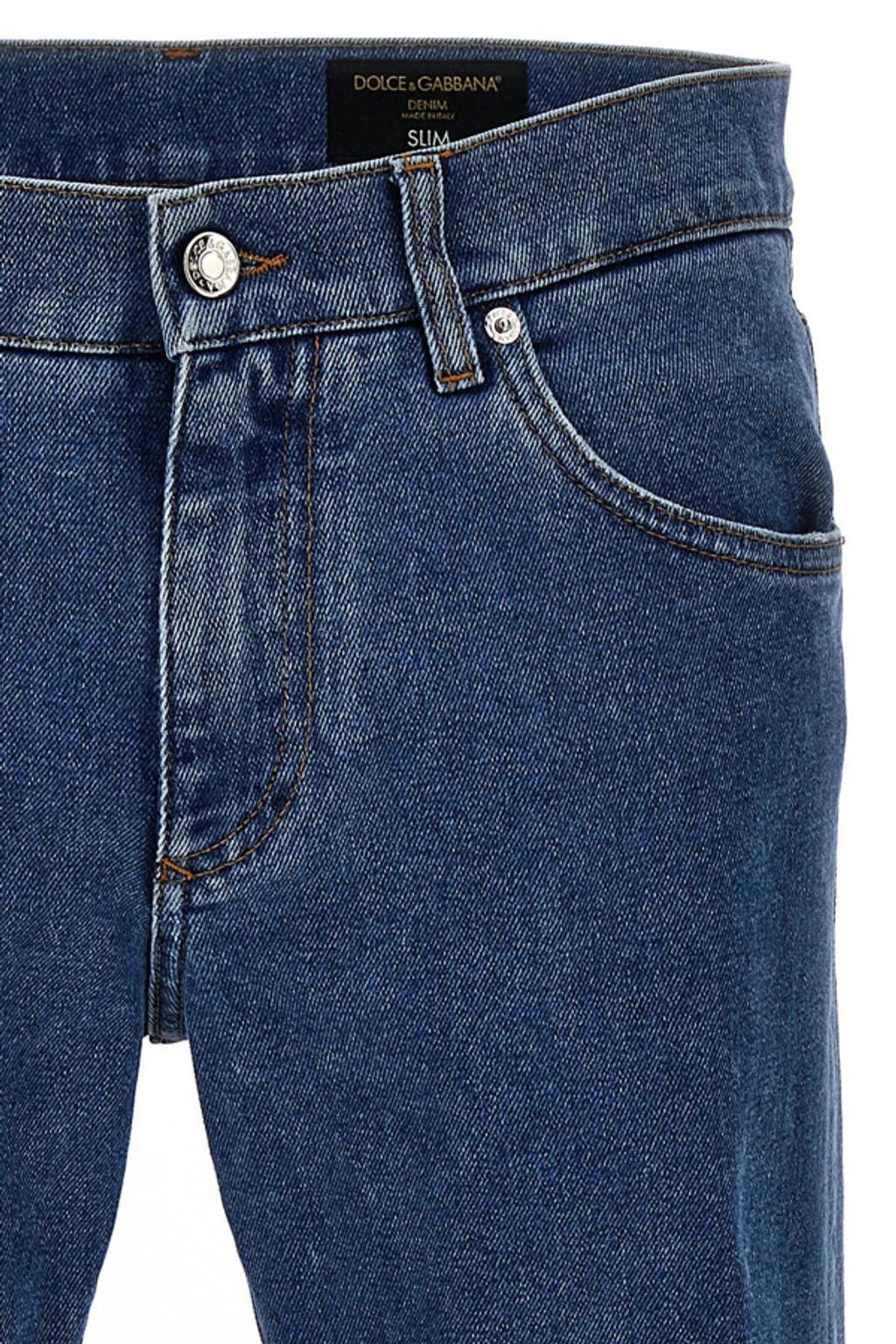 Logo Plaque Straight Leg Jeans In Blue Product Image