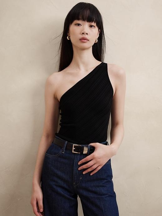 Emilia Ribbed One-Shoulder Top Product Image