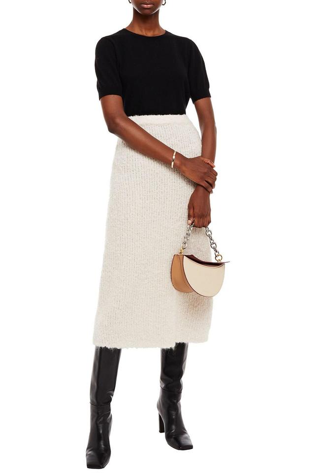 Nevis Bouclé-knit Midi Skirt In Ivory Product Image