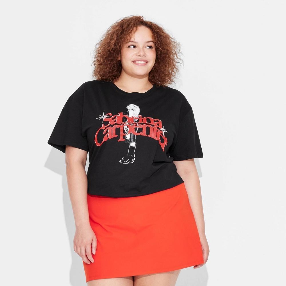 Womens Sabrina Carpenter Short Sleeve Graphic T-Shirt - Black Product Image