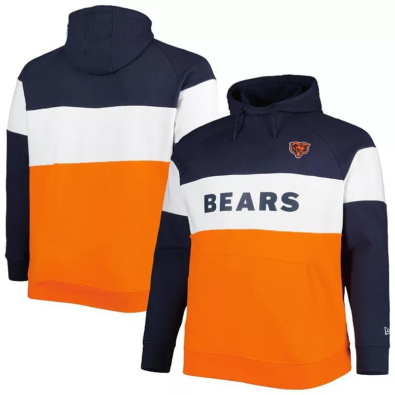 Mens New Era Chicago Bears Big & Tall Current Team Colorblock Fleece Raglan Pullover Hoodie Product Image