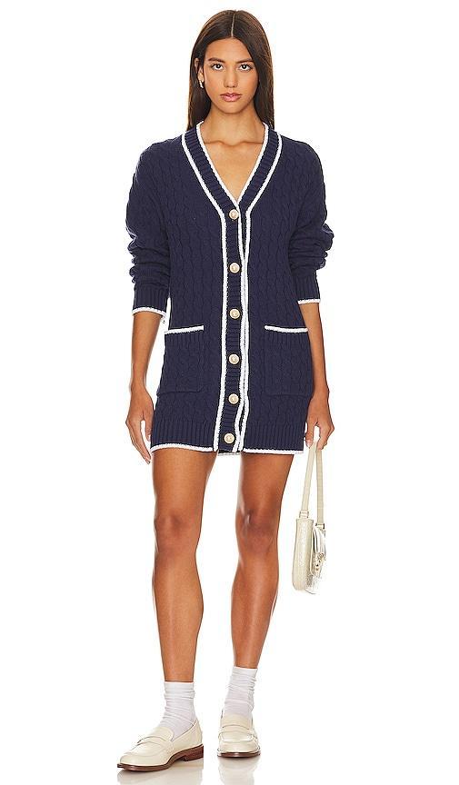 Lovers and Friends Julienne Cable Knit Dress in Navy. Size L, M, XL, XS, XXS. Product Image