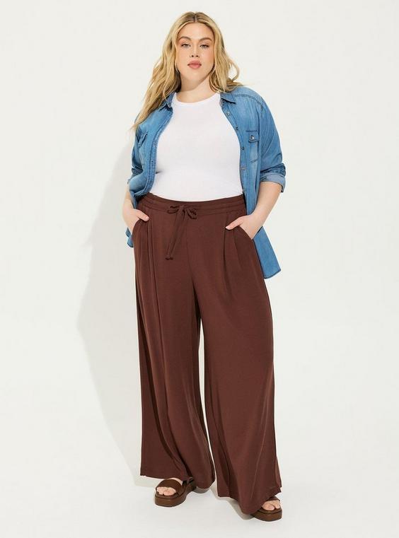 High-Rise Wide-Leg Pull-On Wide Leg Washable Gauze Pant Product Image