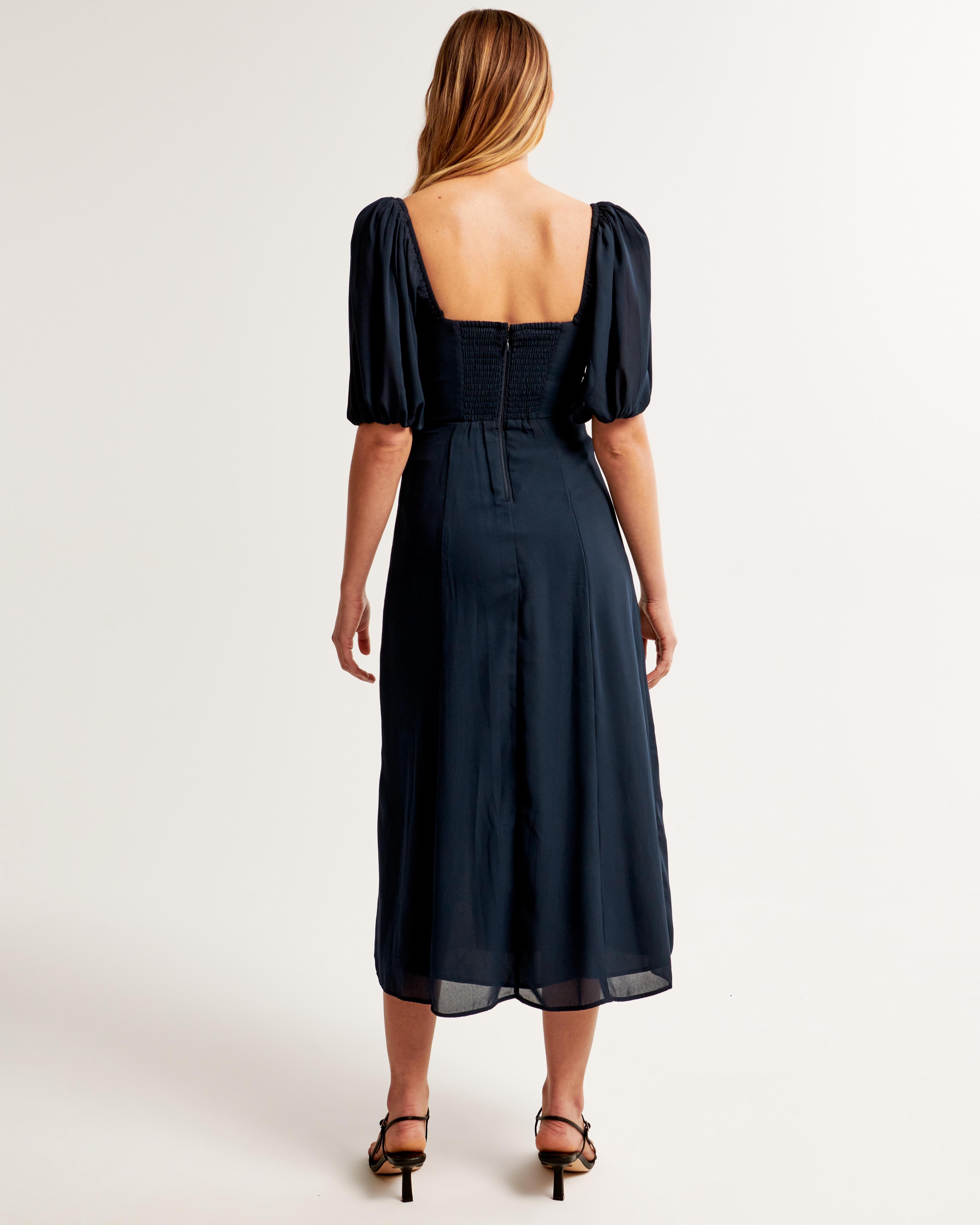 The A&F Camille Puff Sleeve Midi Dress Product Image