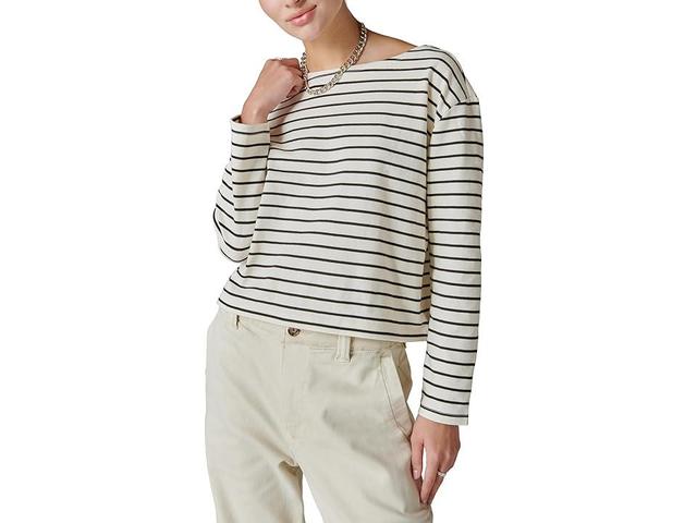 Lucky Brand Breton Long Sleeve Tee (Cream/Black) Women's Clothing Product Image