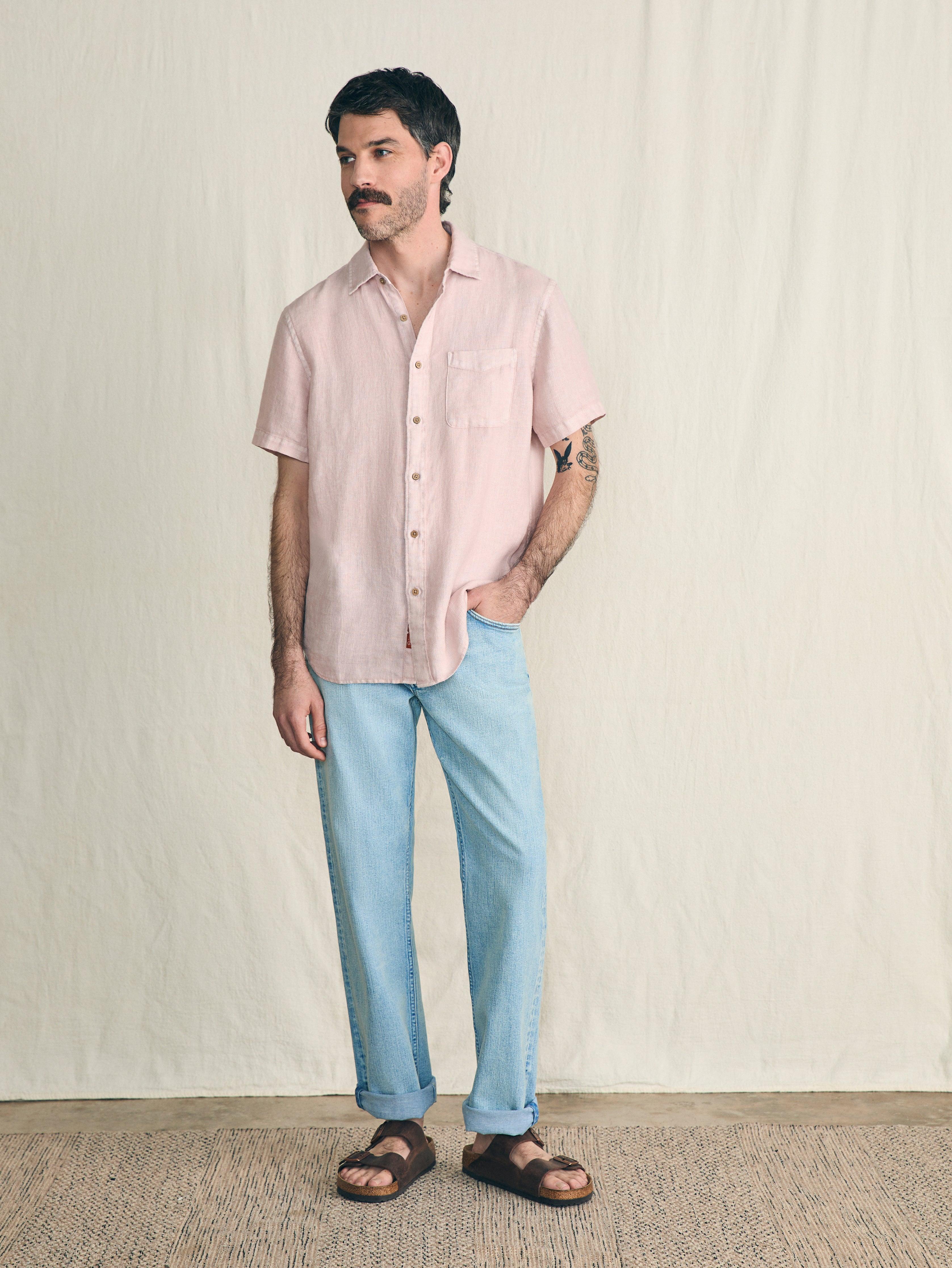 Short-Sleeve Palma Linen Shirt - Coastal Mauve Male Product Image