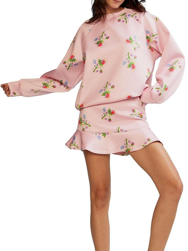 Womens Floral Bonded Stretch Sweatshirt Product Image