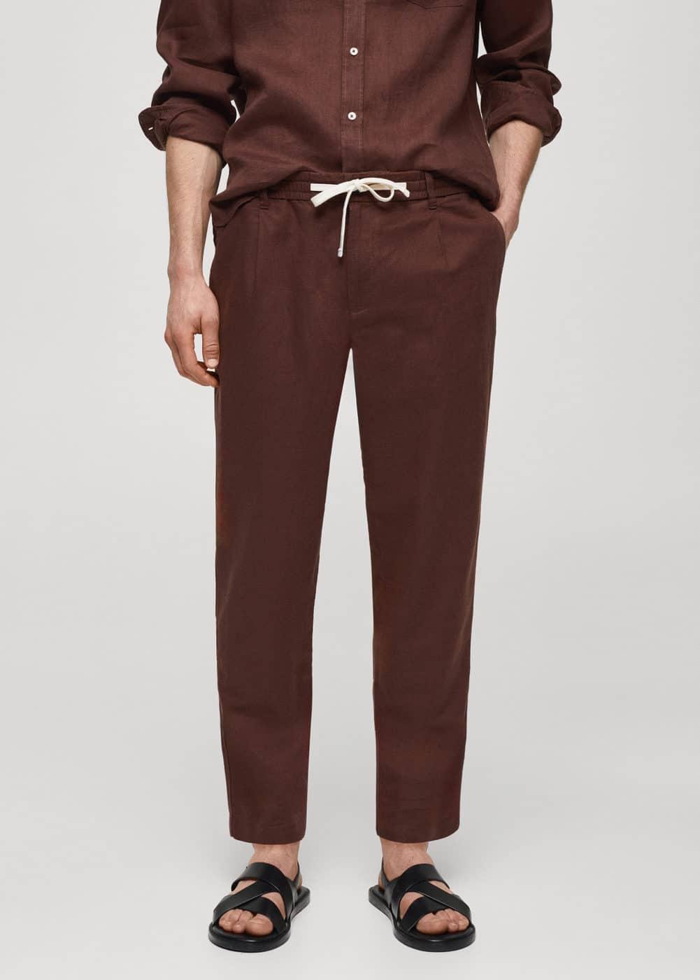 MANGO MAN - Slim-fit pants with drawstring burgundyMen Product Image