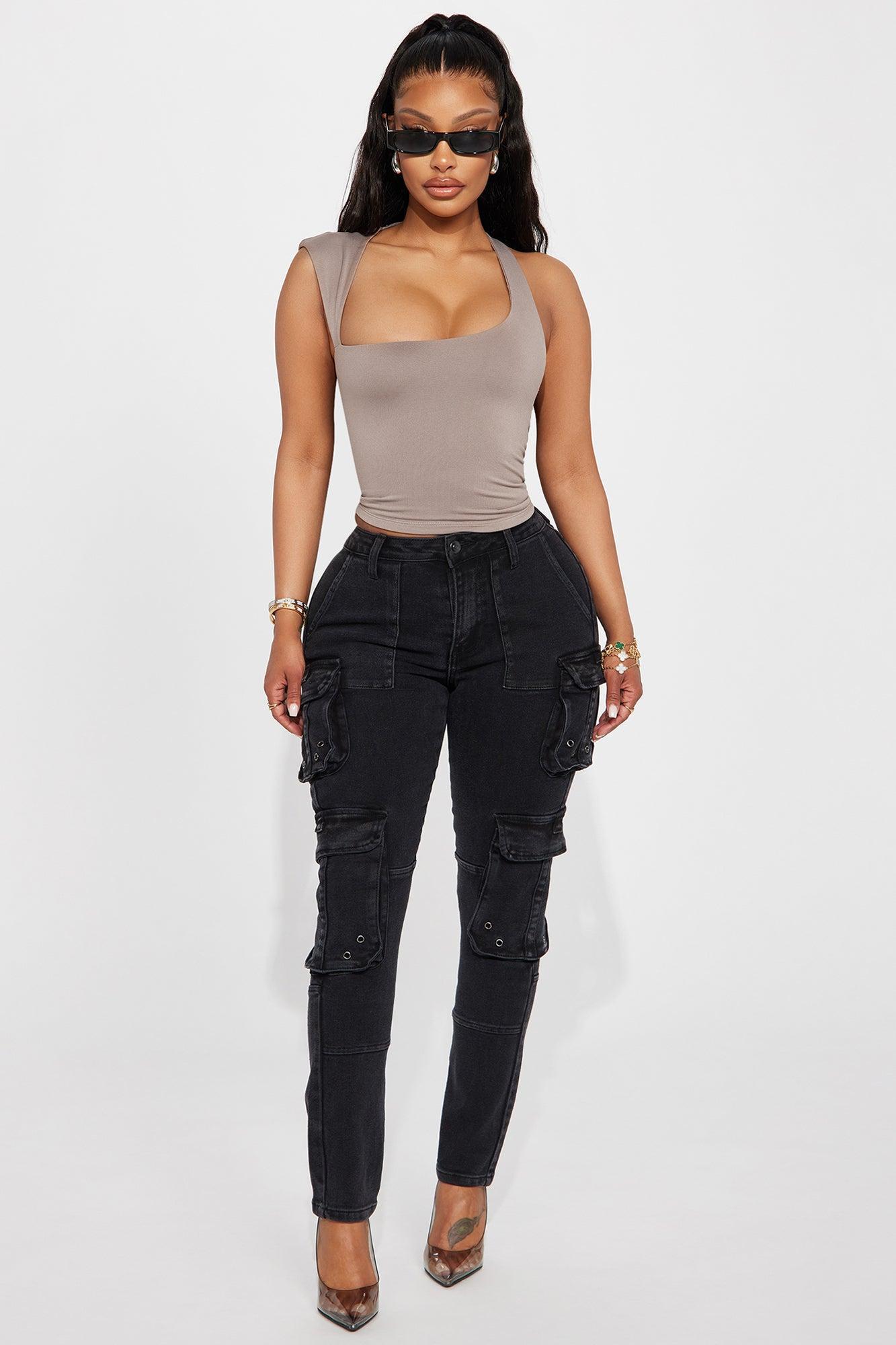 Mila Cargo Skinny Pant - Black Product Image