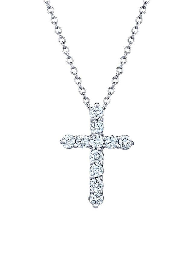 Womens Faith 18K White Gold & Diamond Cross Pendant Necklace Product Image