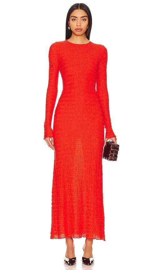 SIEDRES Lendi Open Back Textured Maxi Dress Orange. (also in 36). Product Image