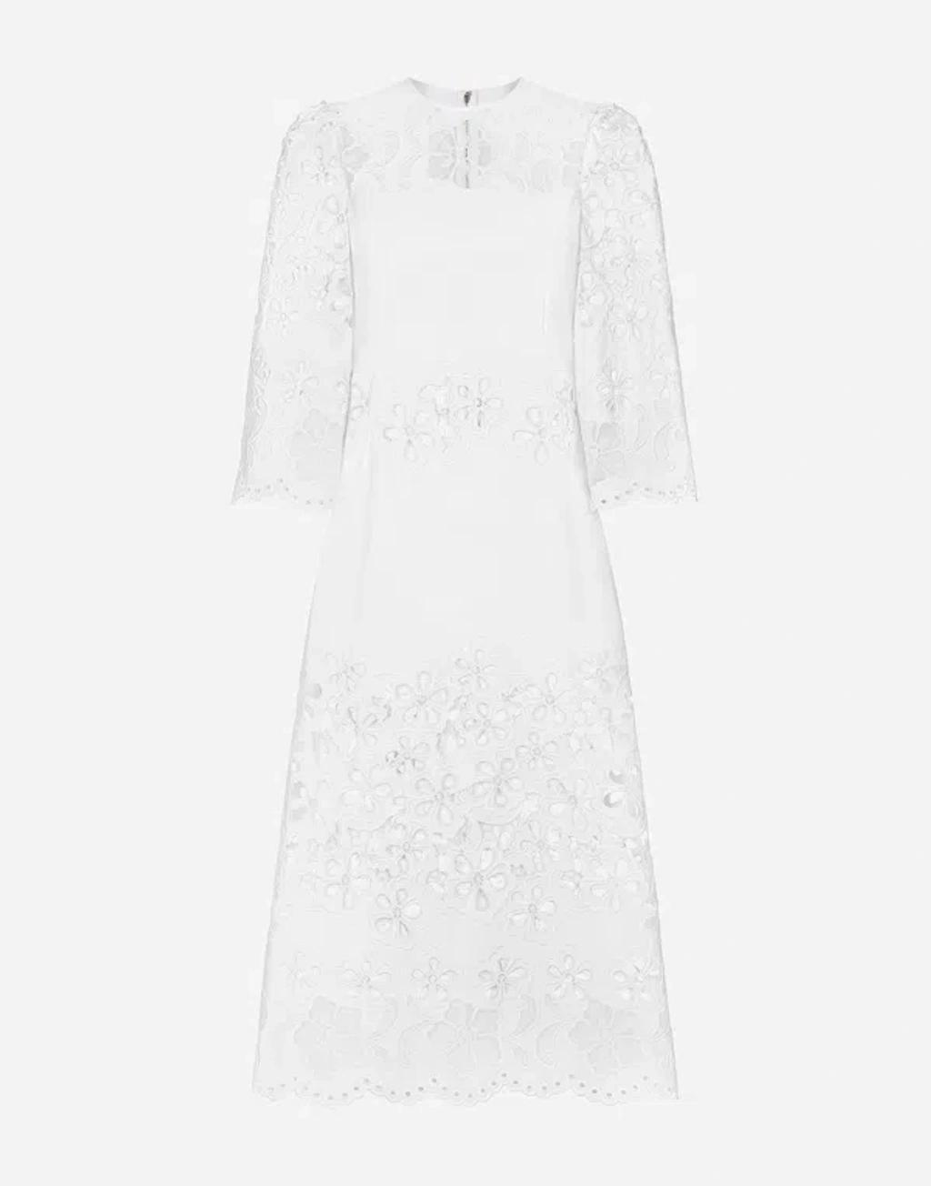 White Broderie Anglaise Dress In ホワイト Product Image