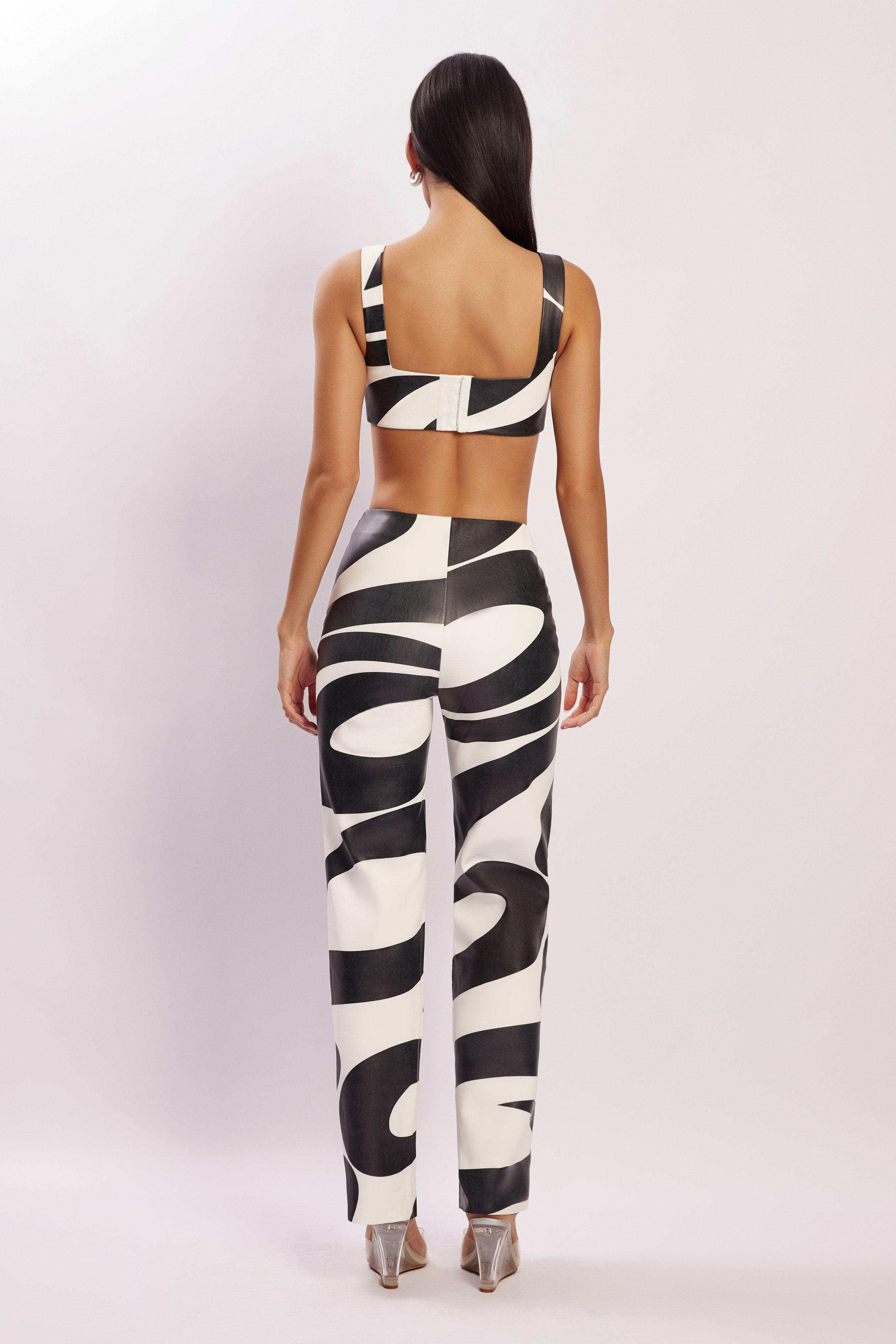 Mahla Faux Leather Square Neck Crop - Swirl Print Product Image