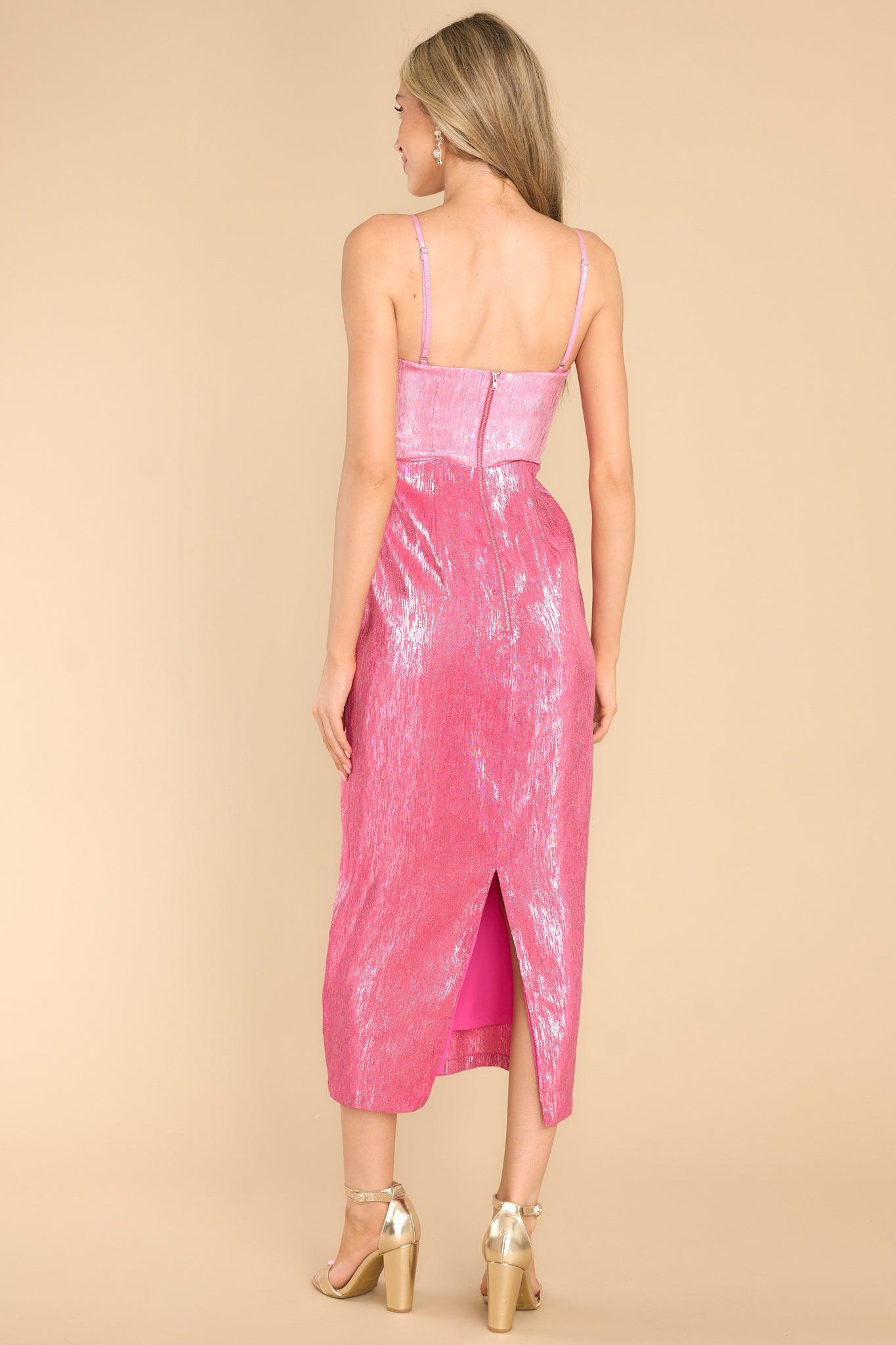 Vida Pink Lurex Midi Dress Product Image