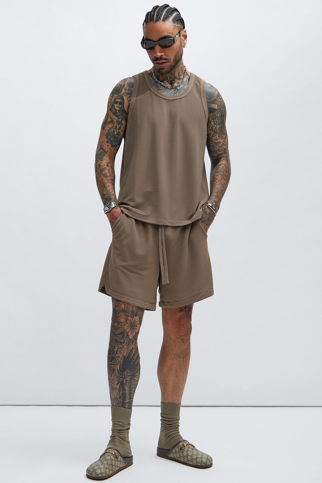 Zyler Textured Tank Top - Taupe Product Image