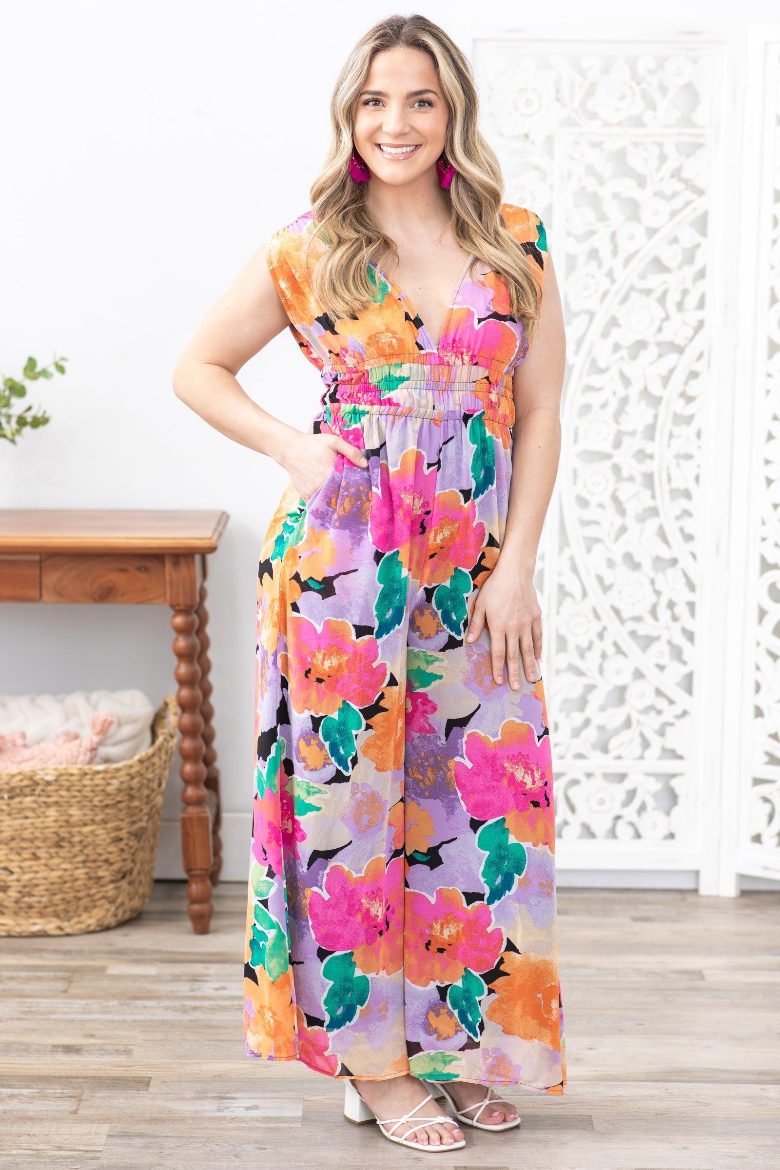 Pink Multi Floral Print Chiffon Jumpsuit Product Image