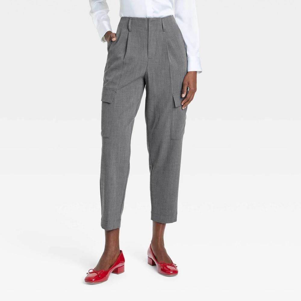 Womens High-Rise Tapered Ankle Cargo Trousers - A New Day Product Image