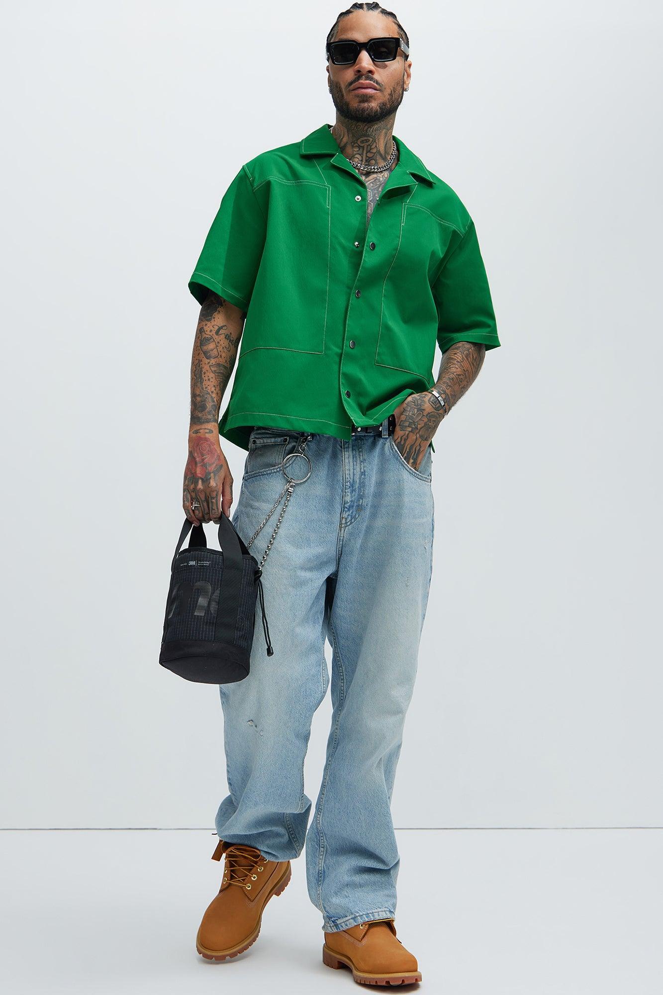 Hudson Contrast Stitching Shirt - Hunter Product Image