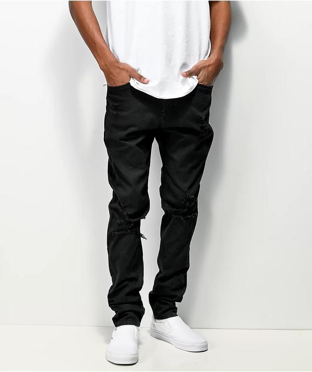 Empyre Verge Destroyed Black Tapered Skinny Jeans Product Image