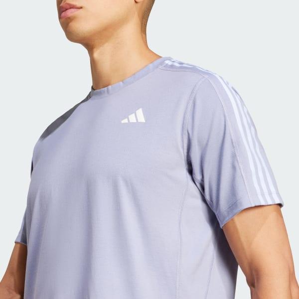 adidas Own the Run 3-Stripes Tee Silver Violet S Mens Product Image