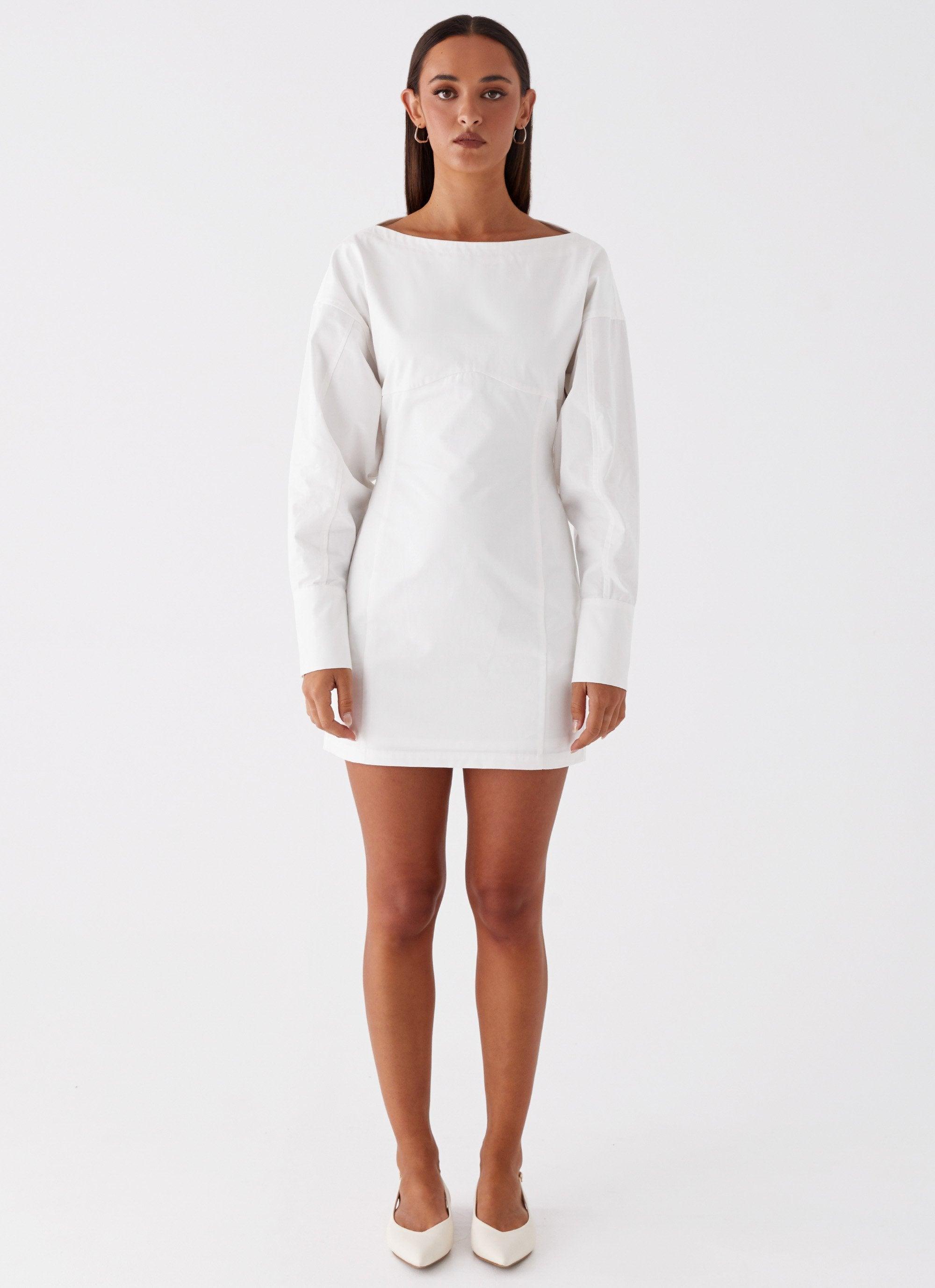 Dynasty Shirt Mini Dress - White Product Image