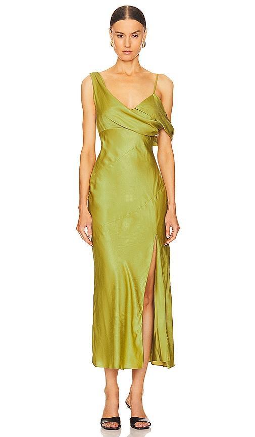 Finley Asymmetrical Draped Midi Dress Product Image