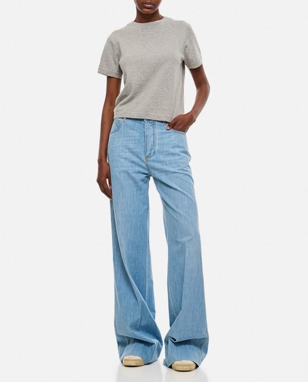 Bleached Light Wide Leg Denim Pants In Blue Product Image