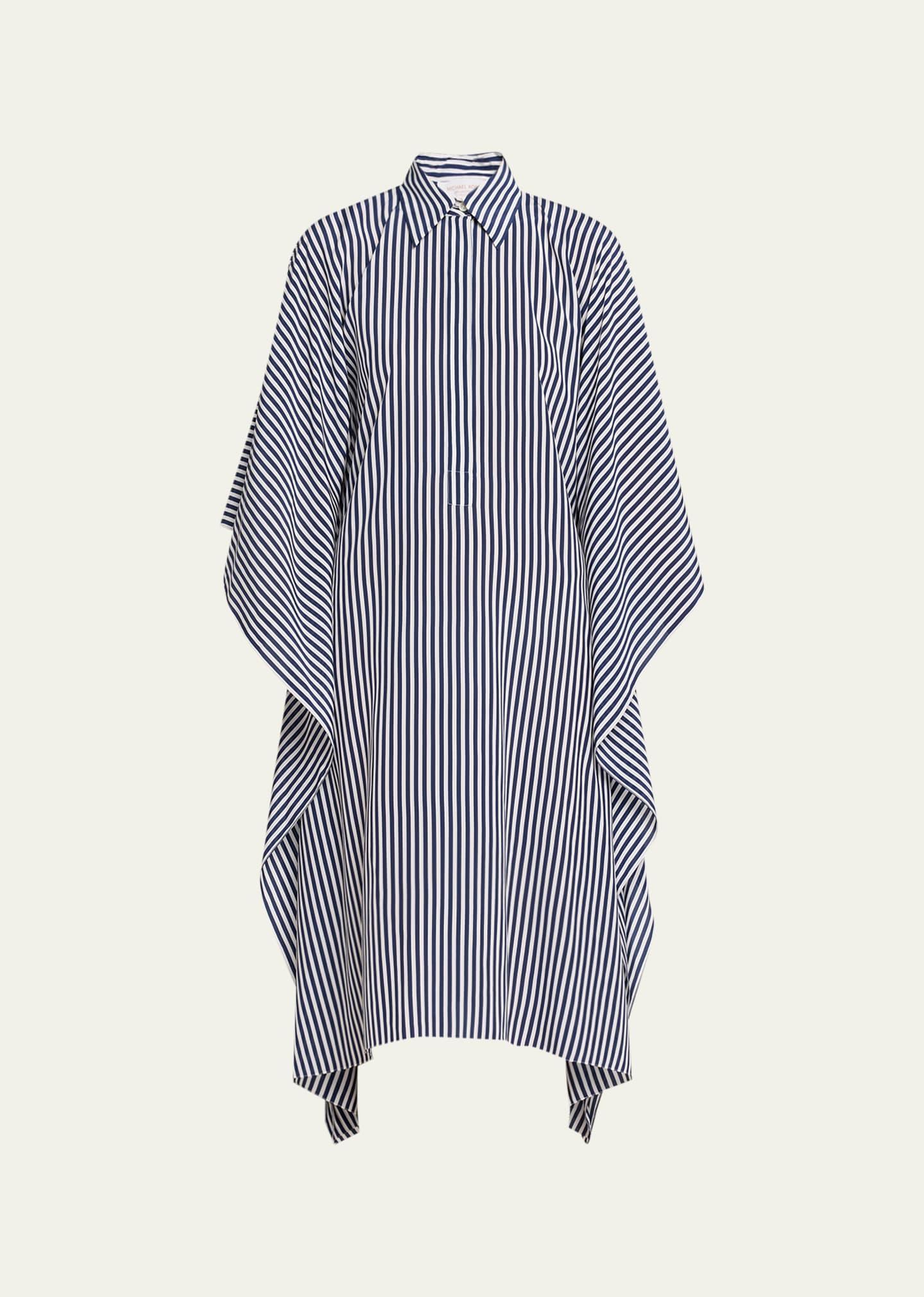 Stripe Midi Silk Caftan Shirt Dress Product Image