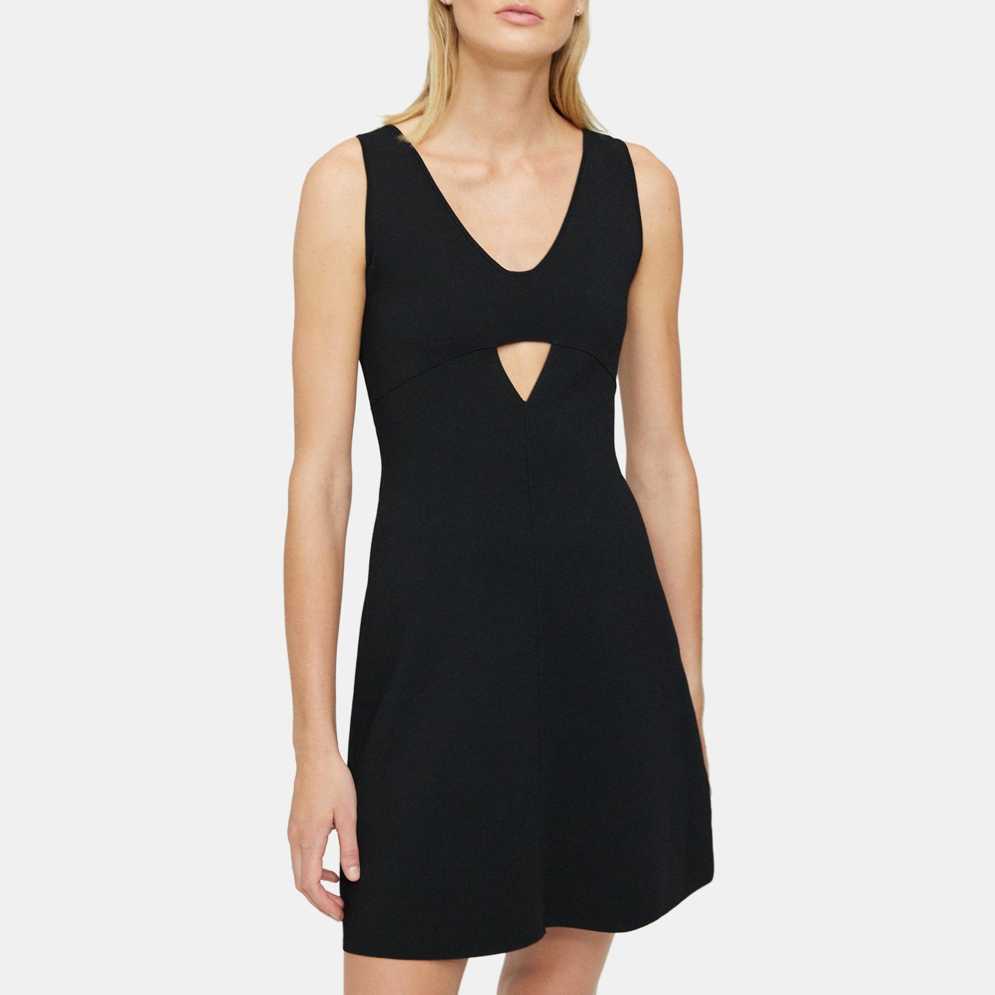 Black Crepe Knit Cut-Out Mini Dress | Theory Outlet Product Image