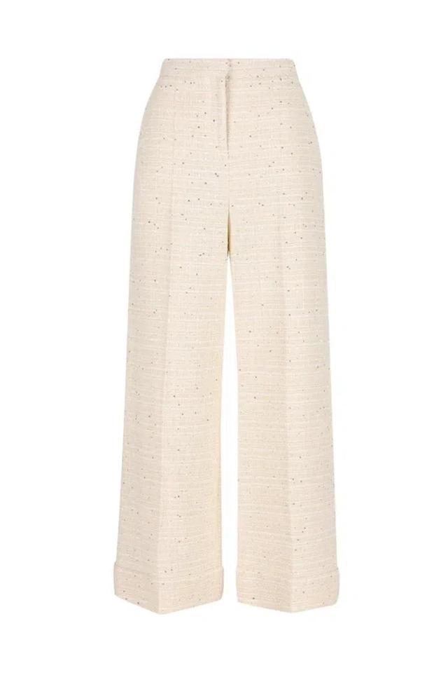 Straight Hem Wide Leg Trousers In Beige Product Image