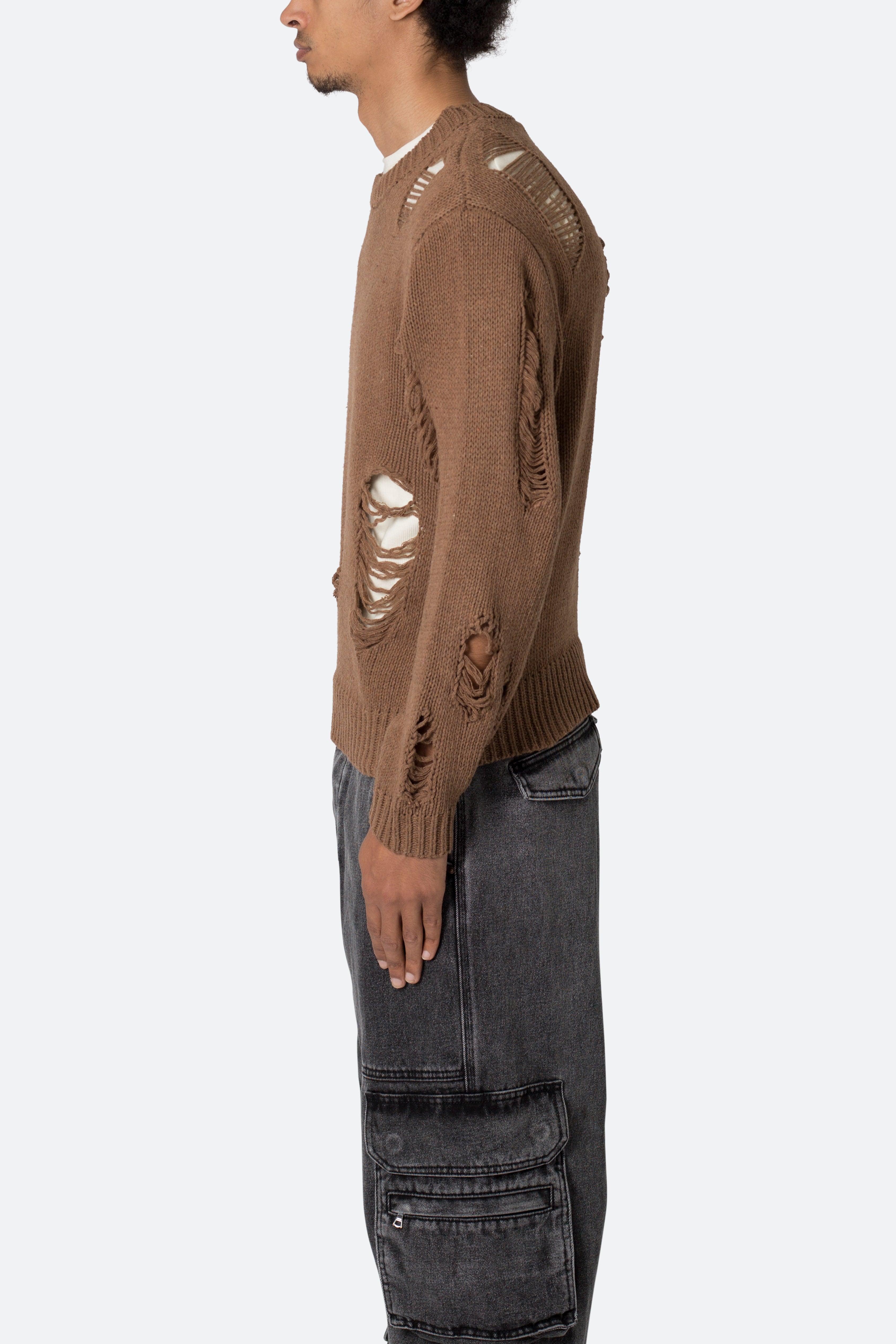 Distressed Sweater - Brown Product Image