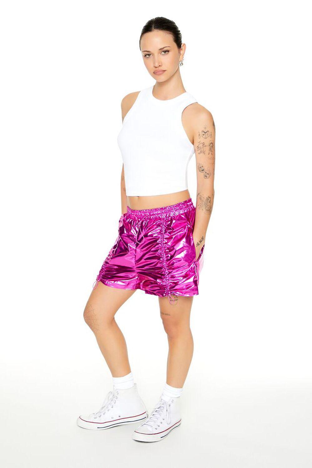 Ruched Metallic Drawstring Shorts | Forever 21 Product Image