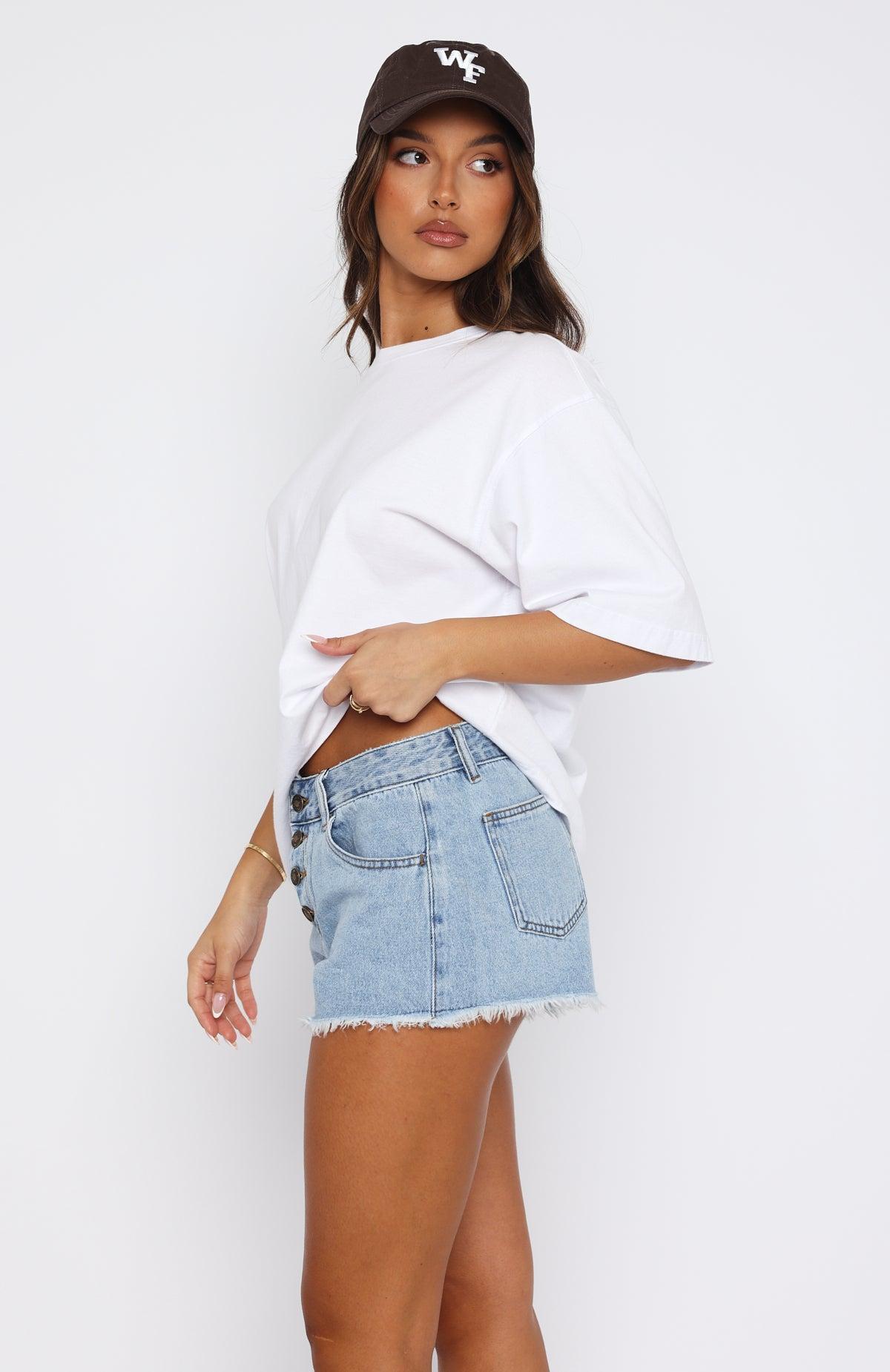 Lush Life Denim Shorts Mid Blue Product Image