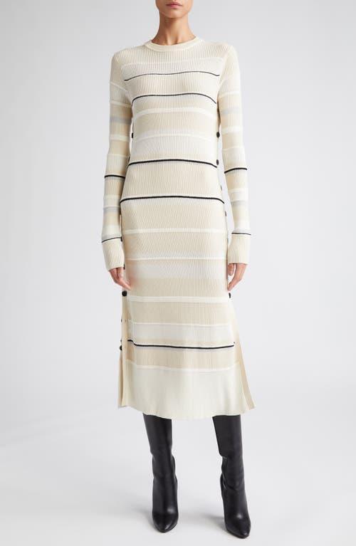 Proenza Schouler Textured Stripe Long Sleeve Midi Sweater Dress Product Image