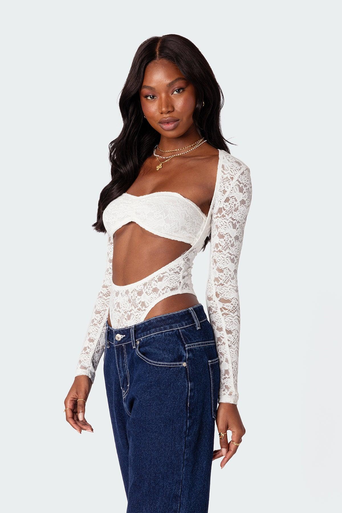 Zoey Sheer Lace Two Piece Bodysuit Product Image